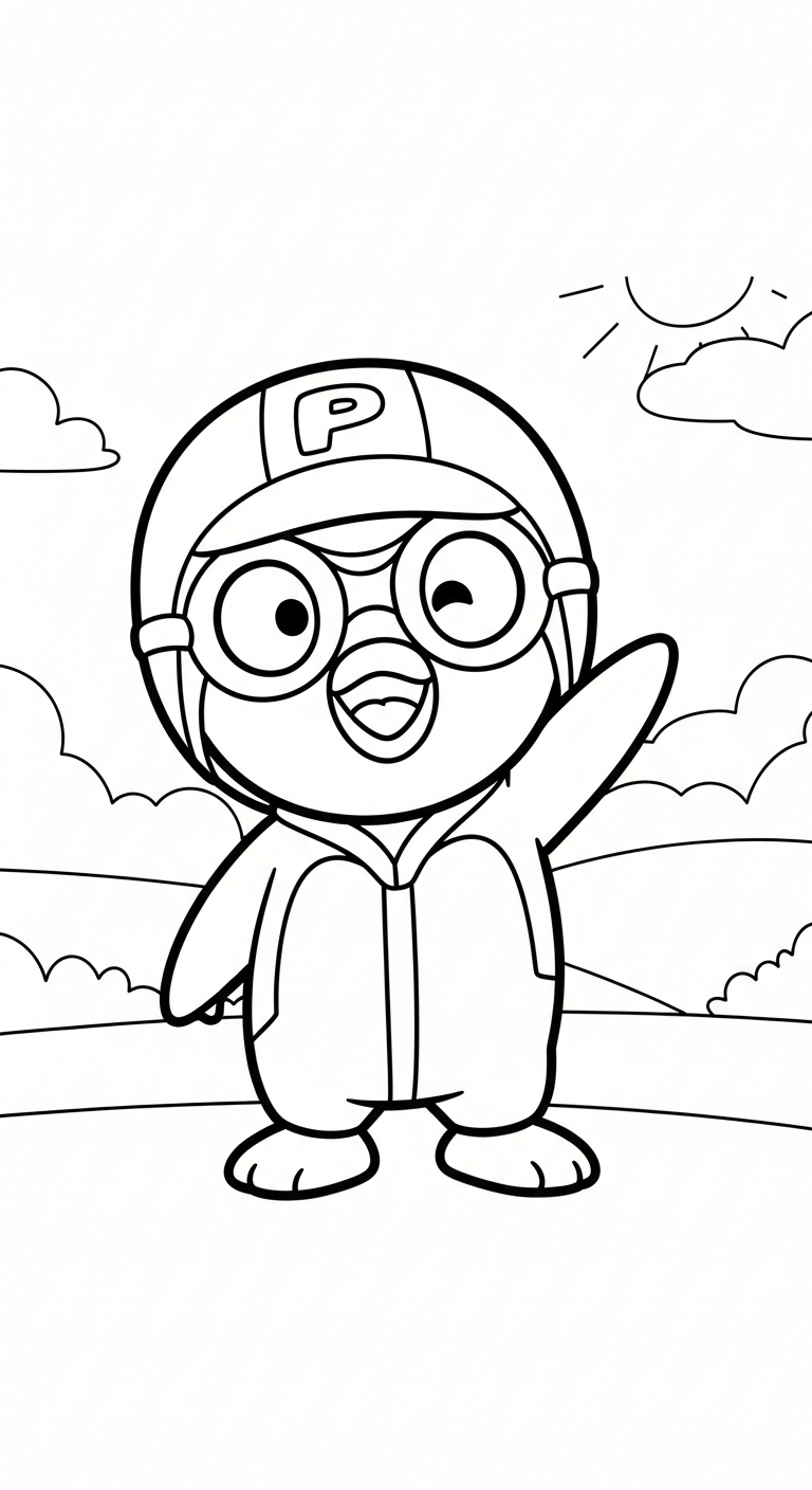 tranh tô màu Pororo cho bé đơn giản