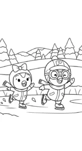 tranh tô màu Pororo cho bé tải về