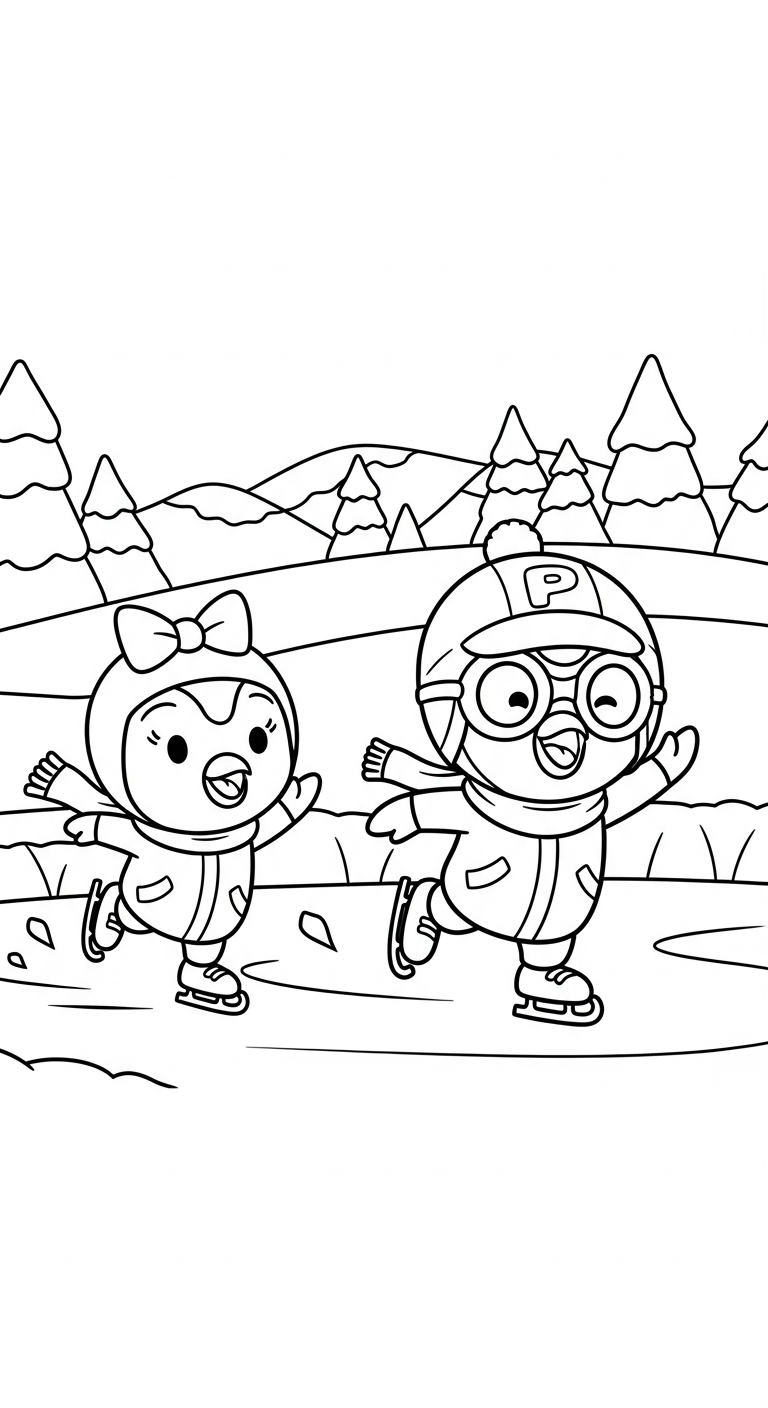 tranh tô màu Pororo cho bé tải về 1