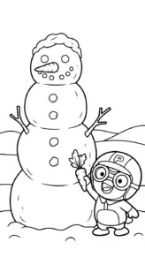 in hình tô màu Pororo cho bé 6 tuổi