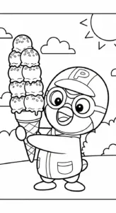 in hình tô màu Pororo cho bé 8 tuổi
