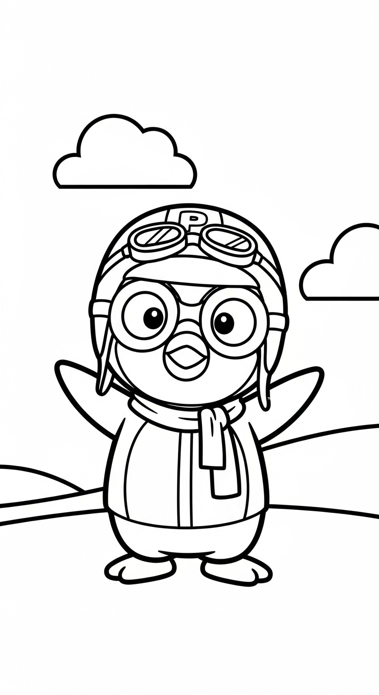 in tranh tô màu Pororo cho bé 8 tuổi
