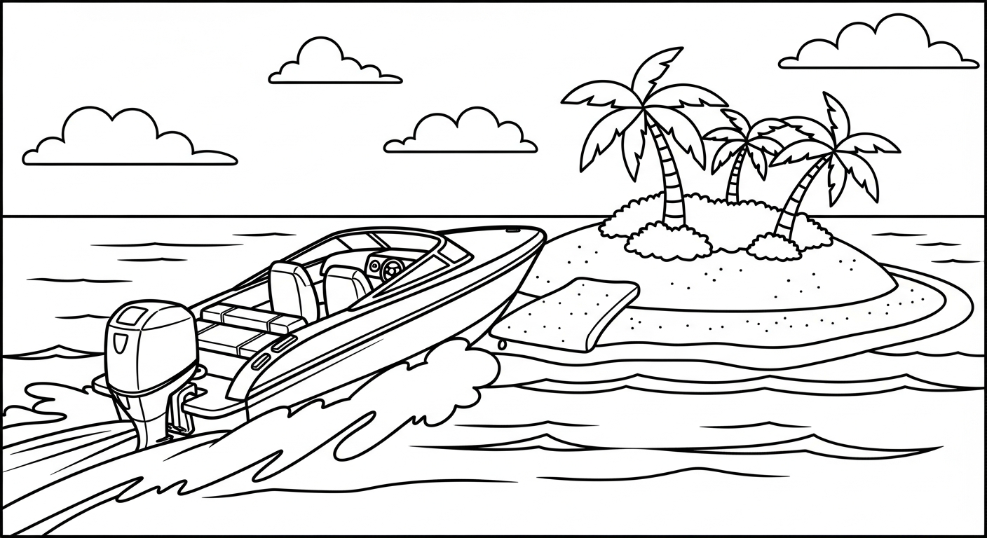 tranh tô màu ca nô cho bé 5 tuổi miễn phí