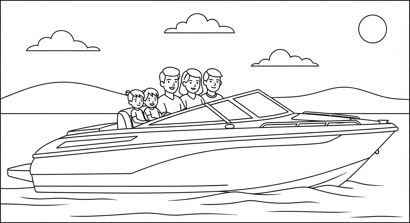 tải tranh tô màu ca nô cho bé