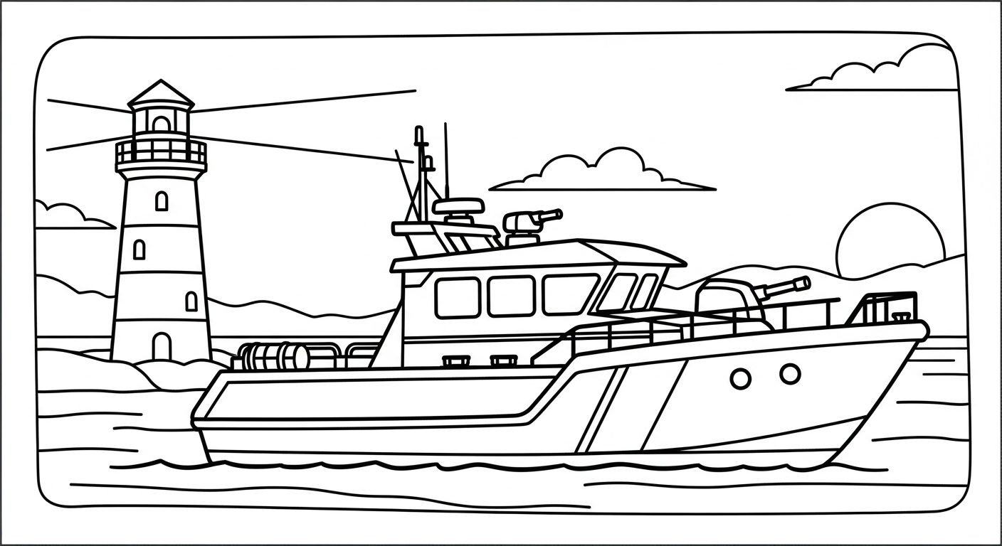 tranh tô màu ca nô cho bé 4 tuổi