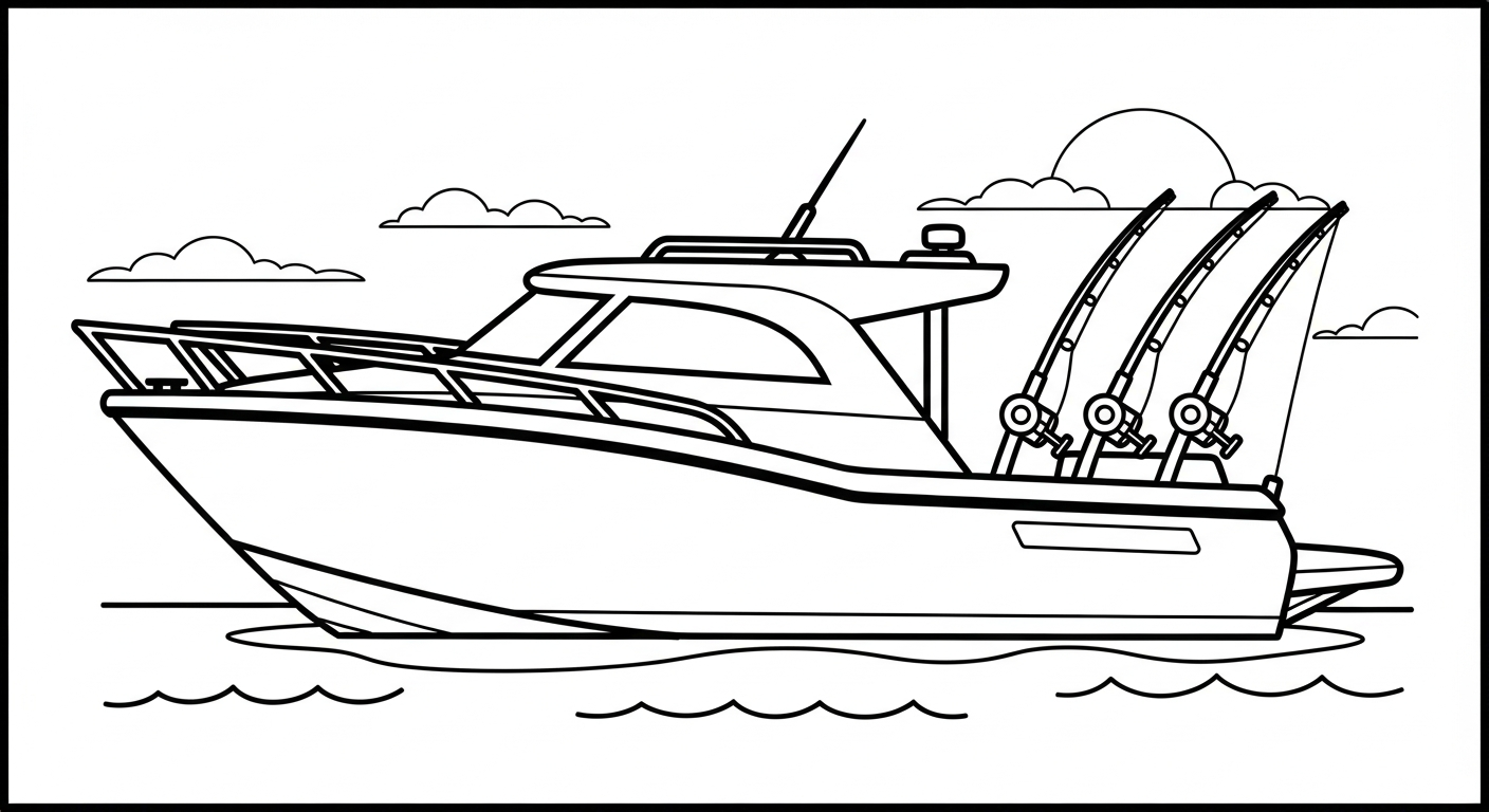 hình tô màu ca nô cho bé 3 tuổi