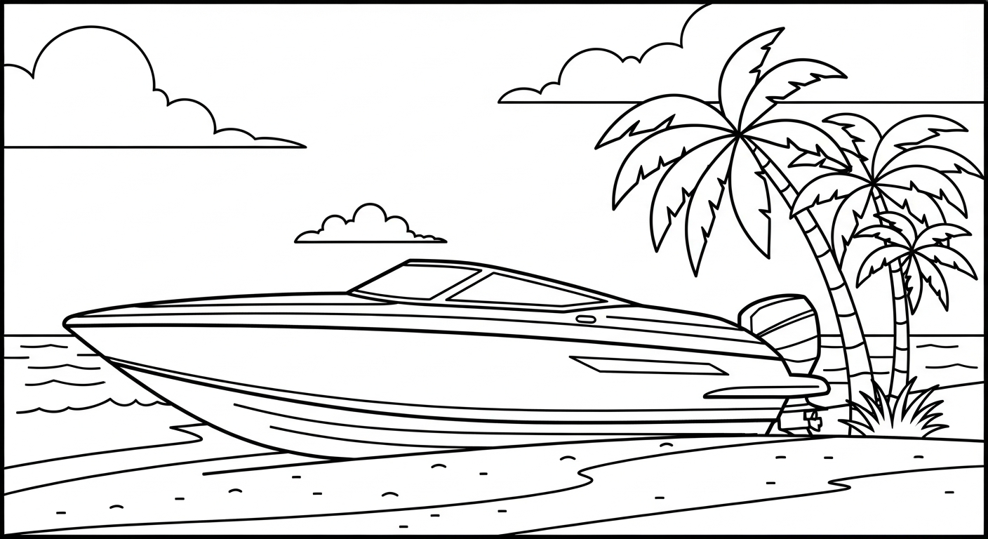 hình tô màu ca nô cho bé 7 tuổi