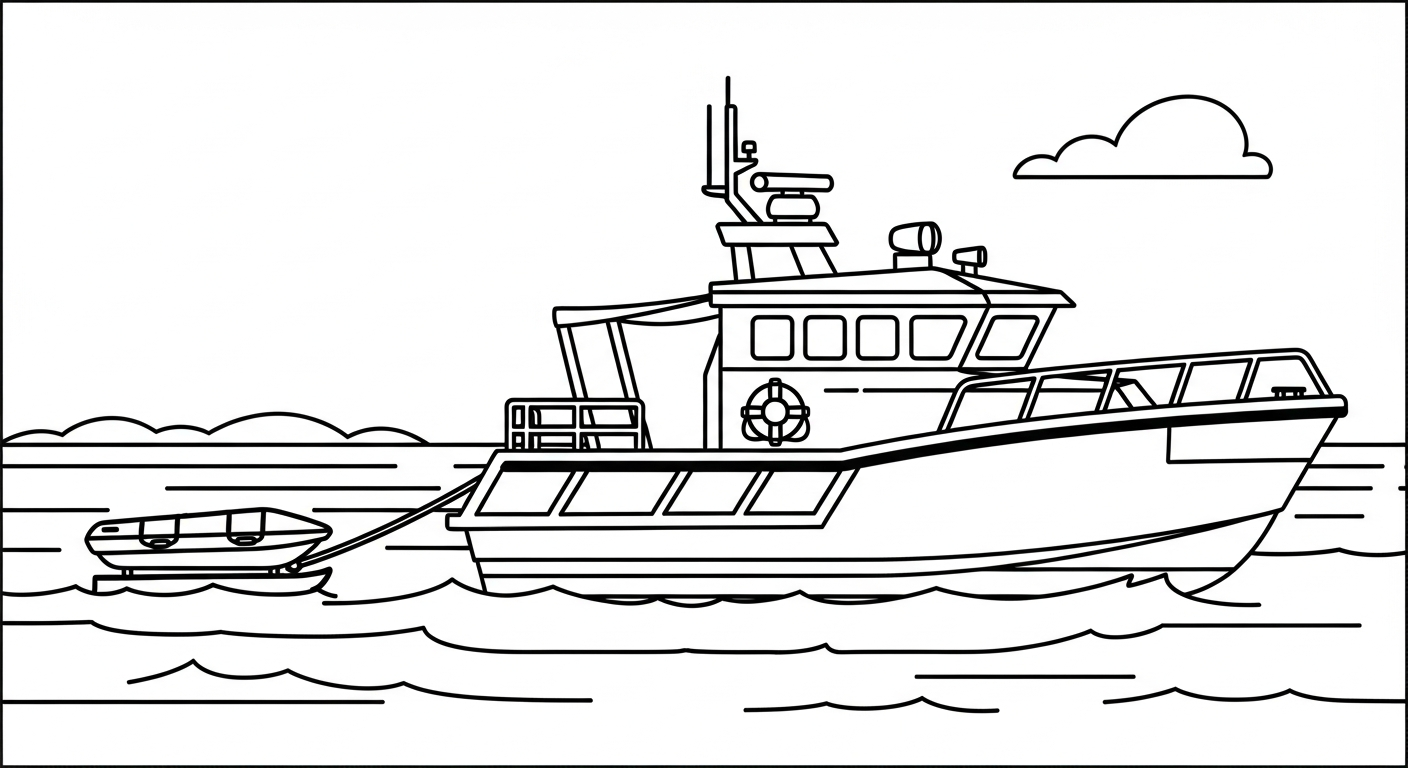 hình tô màu ca nô cho bé đơn giản