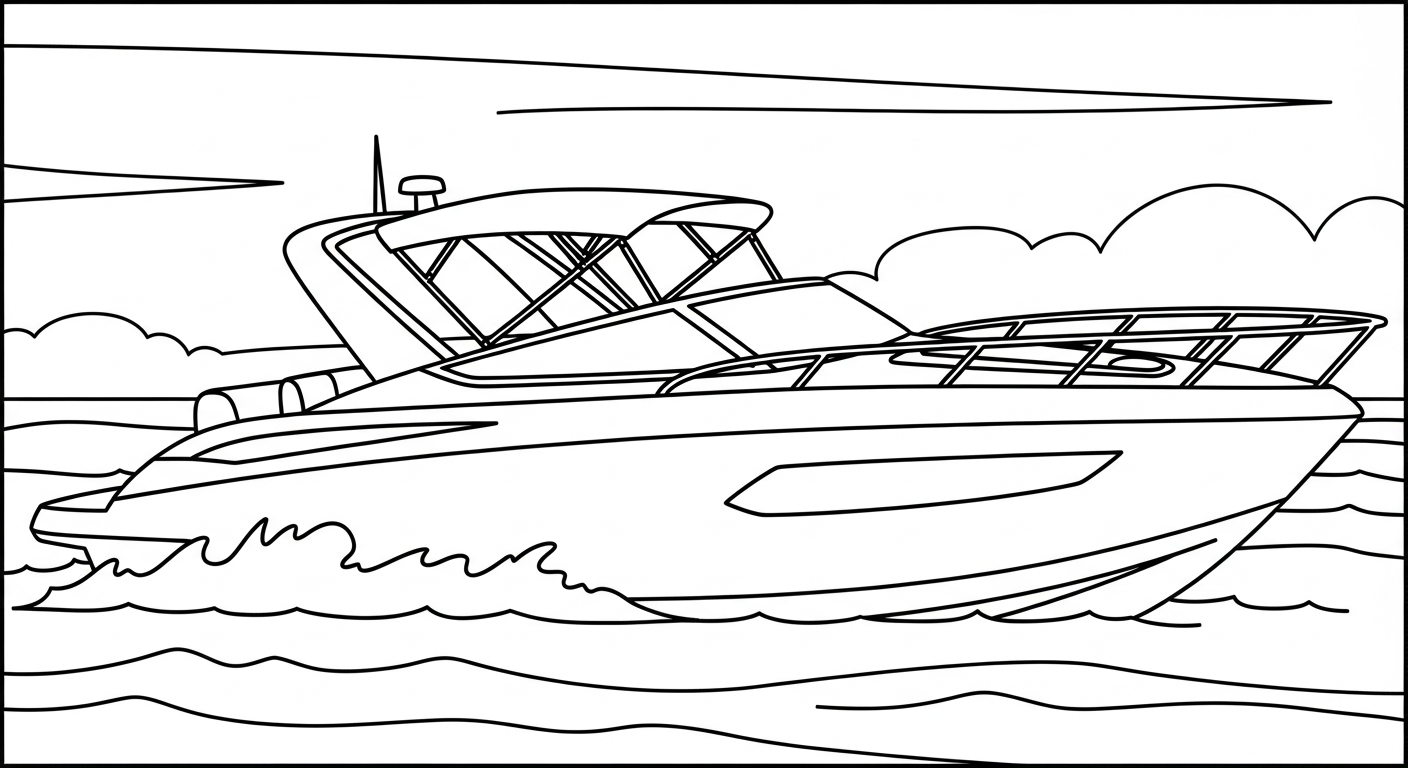 in tranh tô màu ca nô cho bé 3 tuổi