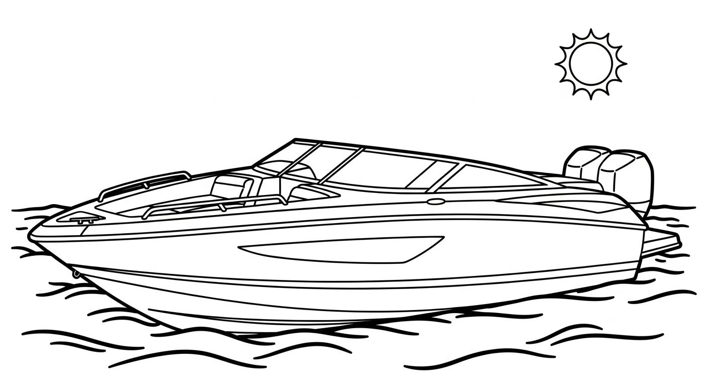 tranh tô màu ca nô cho bé đơn giản