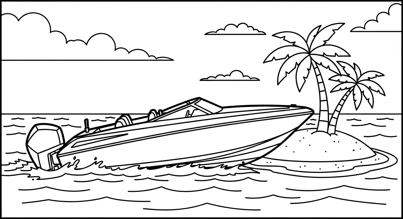 tải tranh tô màu ca nô cho bé 6 tuổi