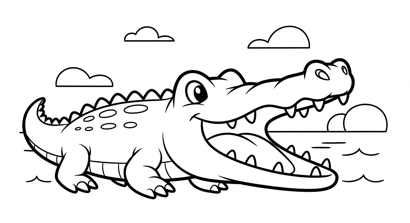 hình tô màu cá sấu cho bé 3 tuổi