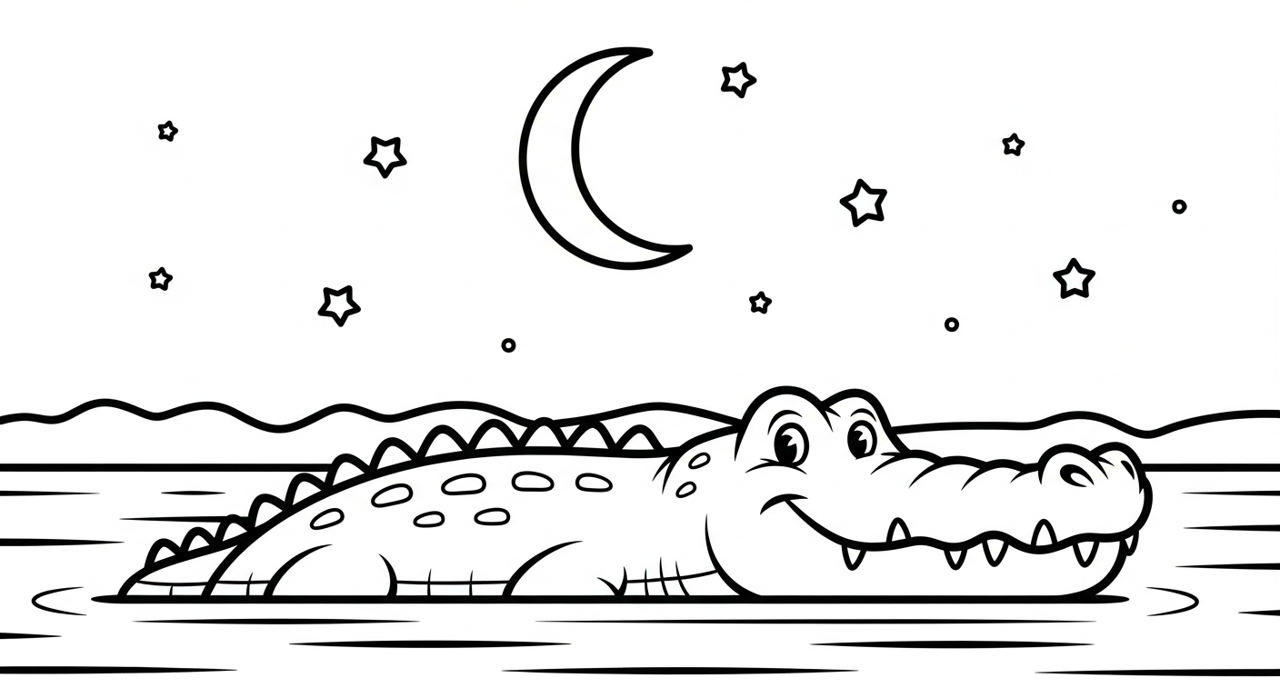 tải hình tô màu cá sấu cho bé 6 tuổi