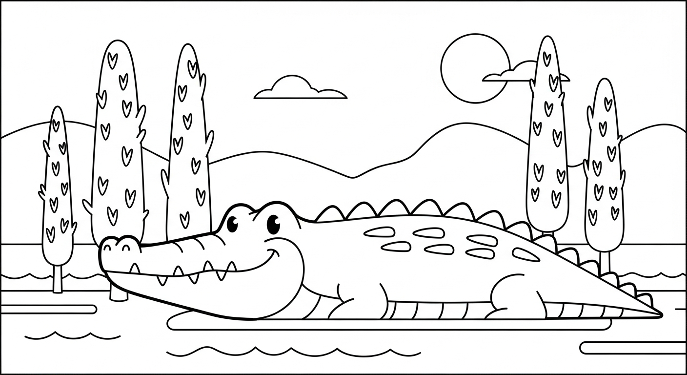 hình tô màu cá sấu cho bé 4 tuổi miễn phí