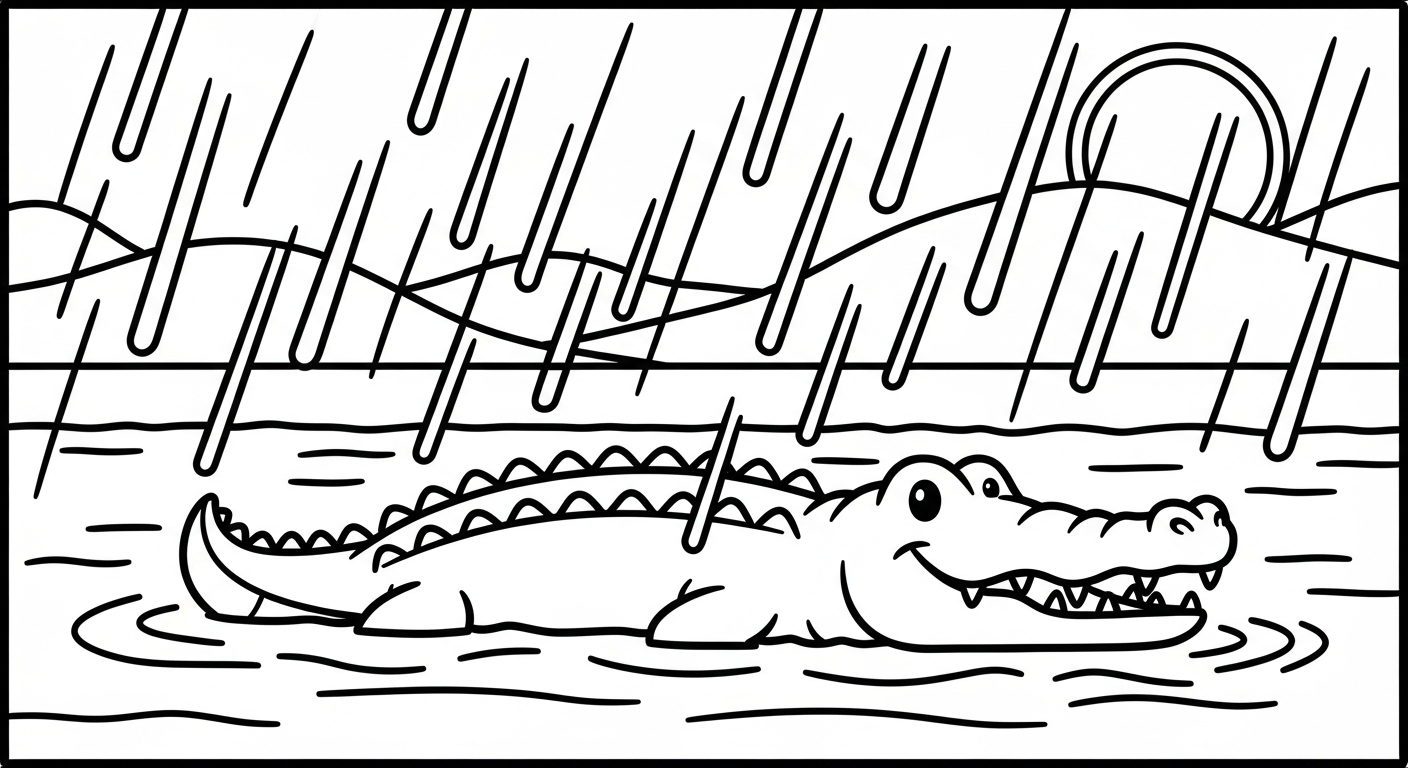 tranh tô màu cá sấu cho bé mới nhất