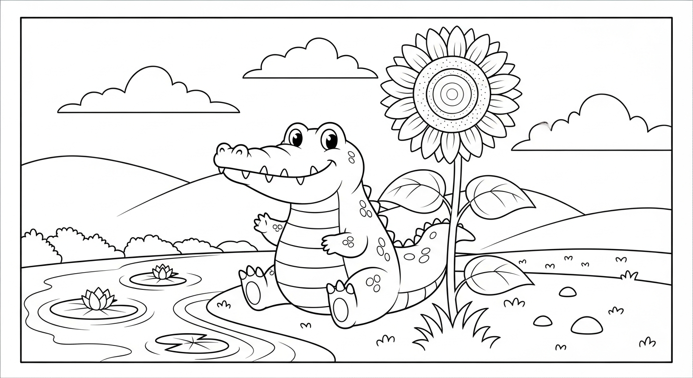 tải hình tô màu cá sấu cho bé miễn phí 1