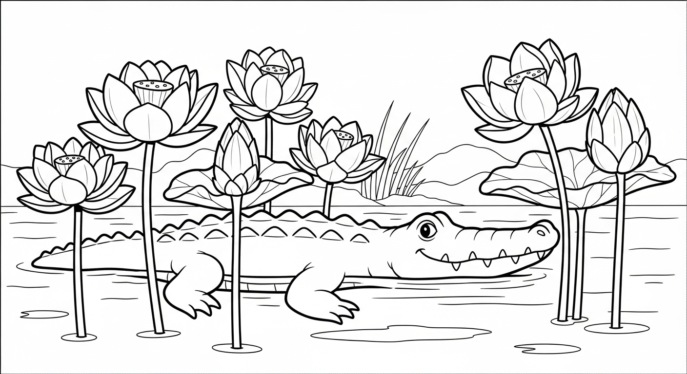 tranh tô màu cá sấu cho bé đơn giản