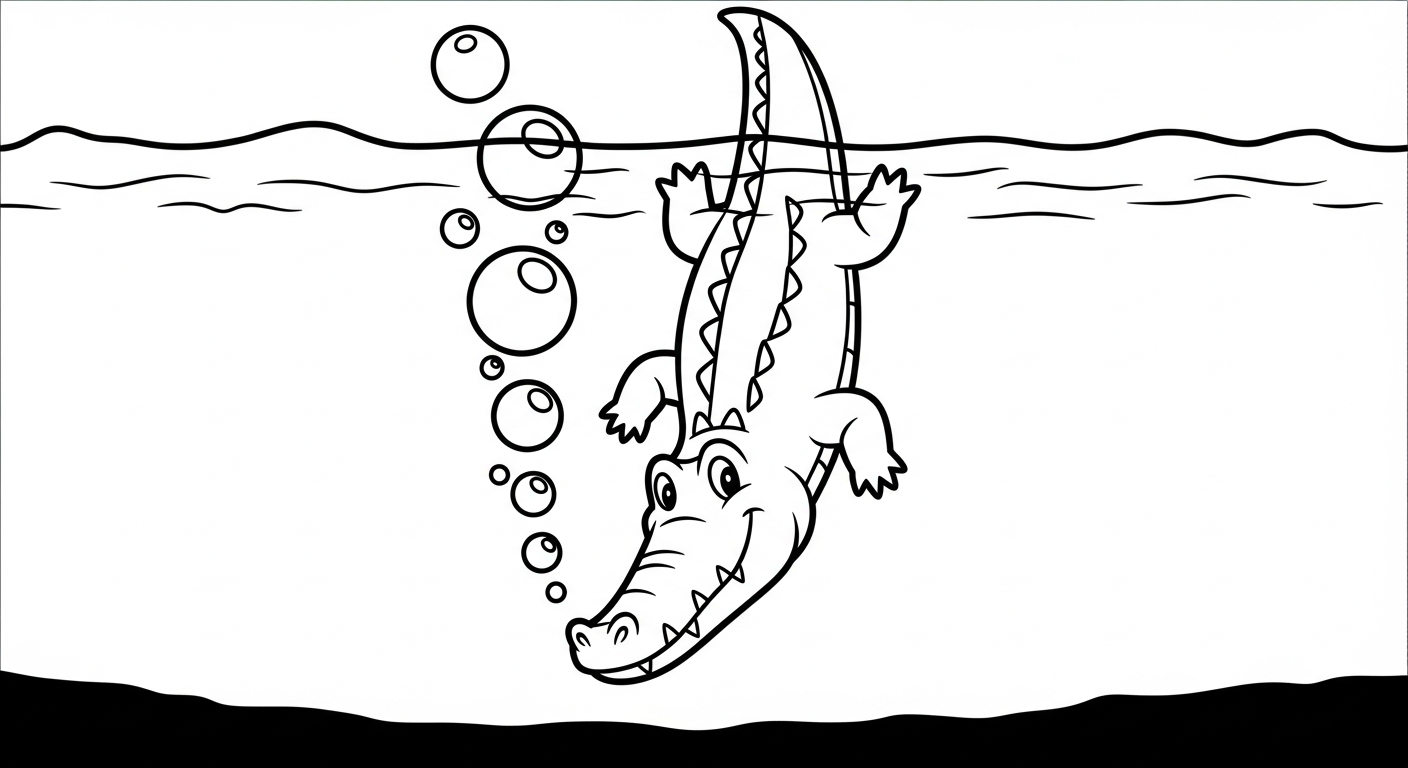 tranh tô màu cá sấu cho bé 8 tuổi miễn phí