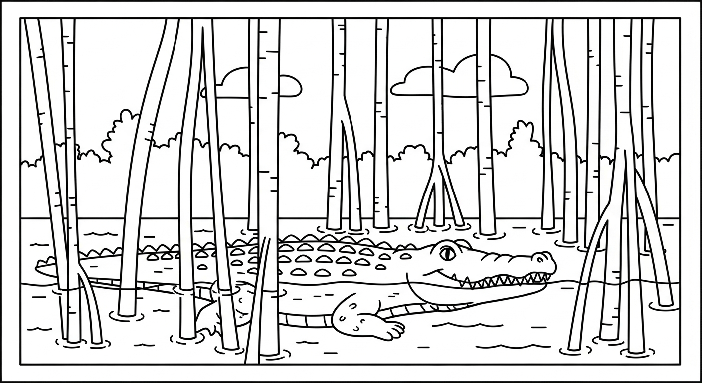 tranh tô màu cá sấu cho bé tải về