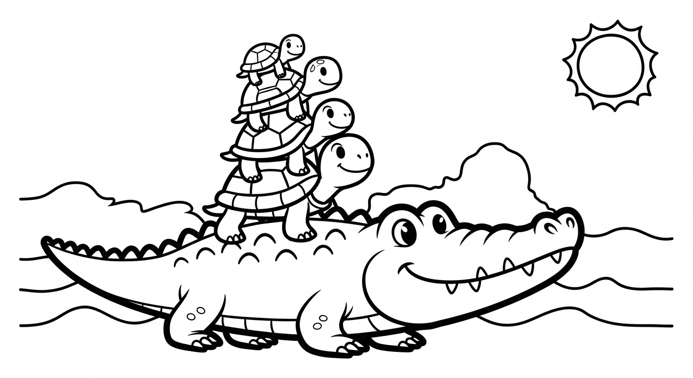 tranh tô màu cá sấu cho bé 5 tuổi miễn phí 1
