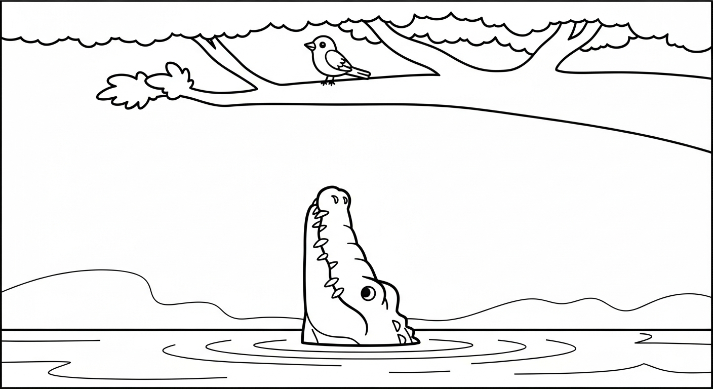 hình tô màu cá sấu cho bé 5 tuổi miễn phí