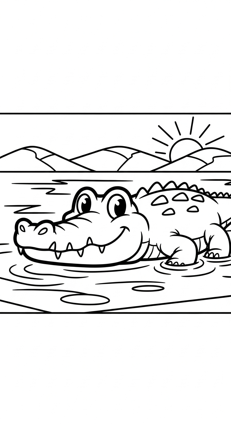 hình tô màu cá sấu cho bé 6 tuổi miễn phí