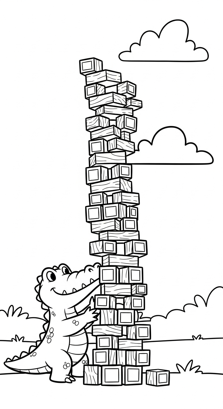 file hình tô màu cá sấu cho bé in