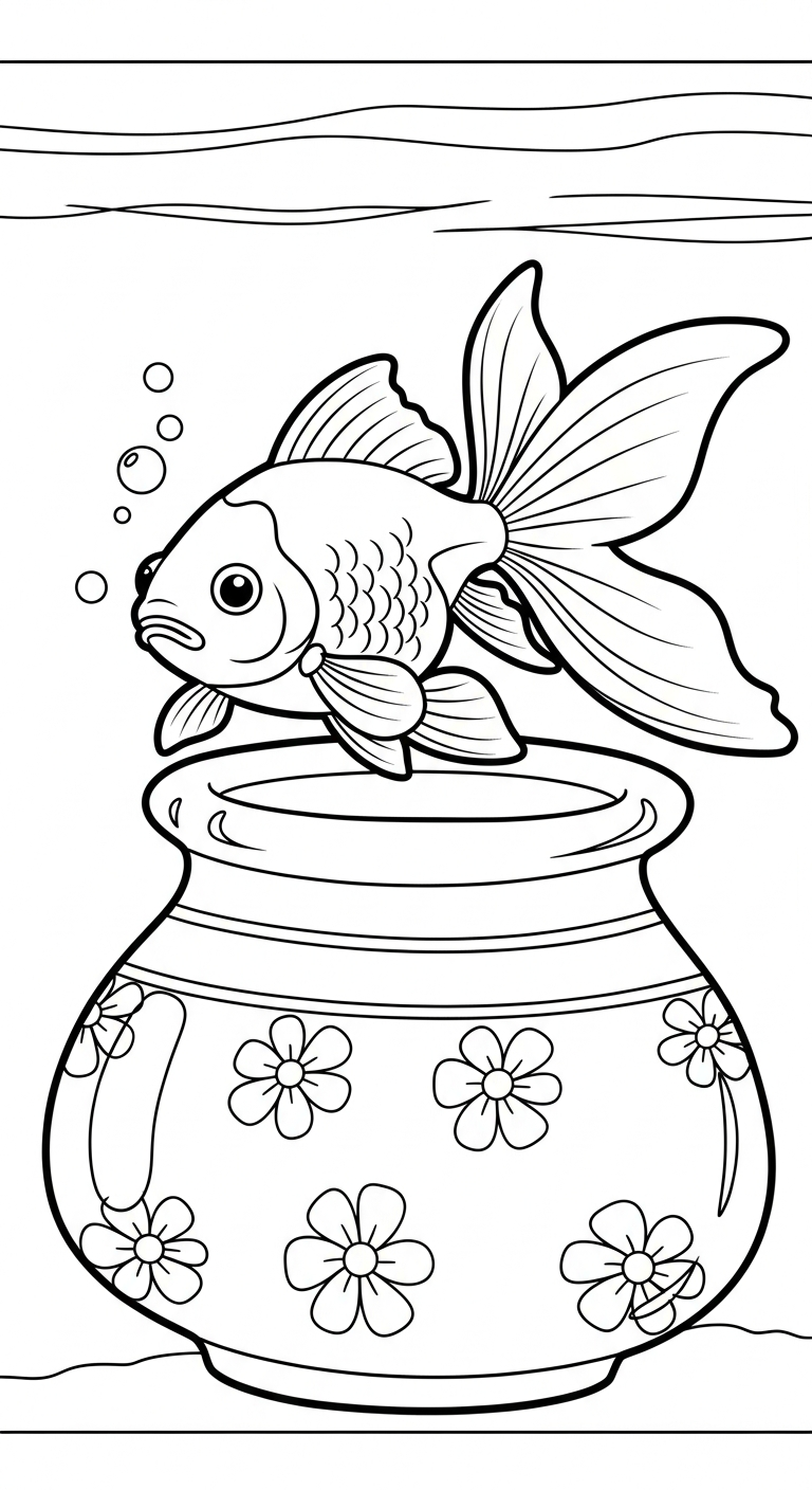 hình tô màu cá vàng cho bé tải miễn phí