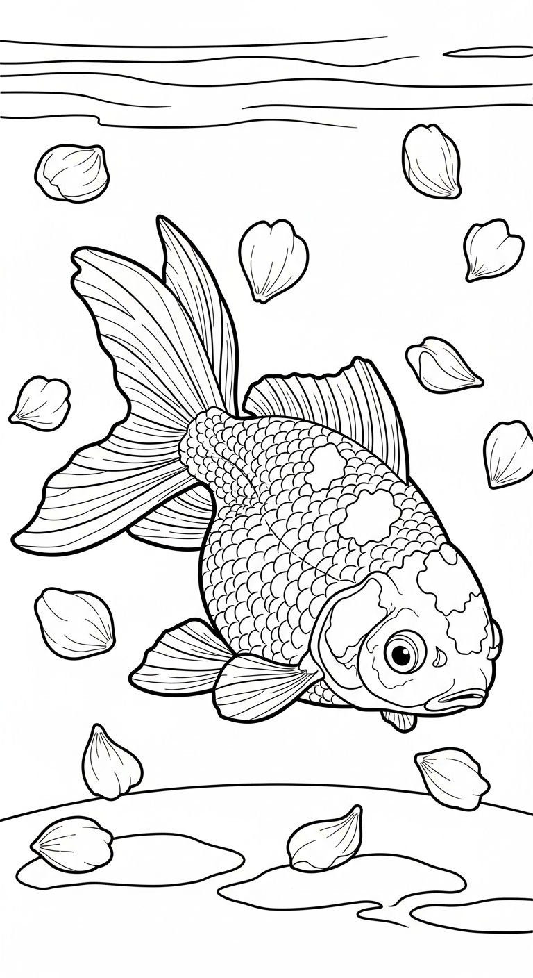 tranh tô màu cá vàng cho bé 8 tuổi miễn phí