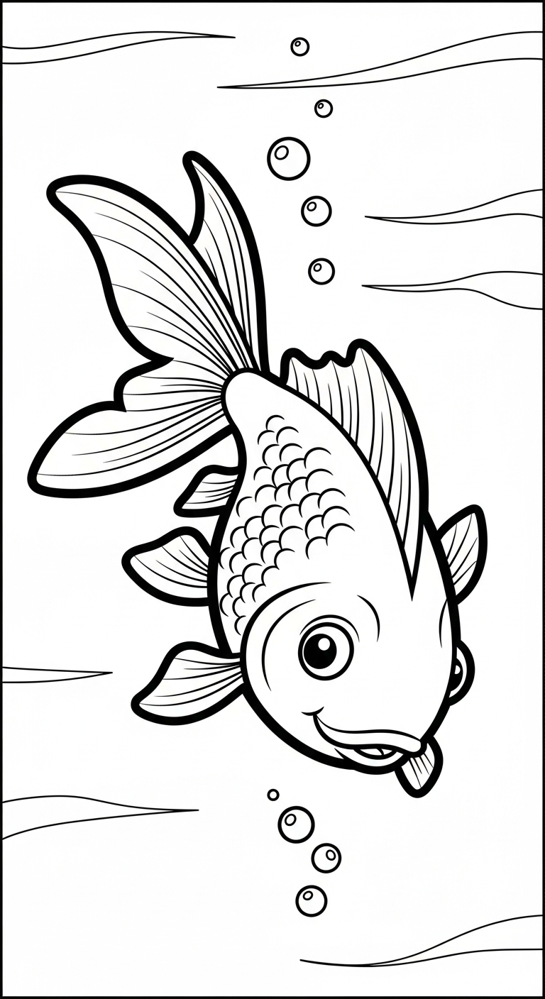 hình tô màu cá vàng cho bé đơn giản