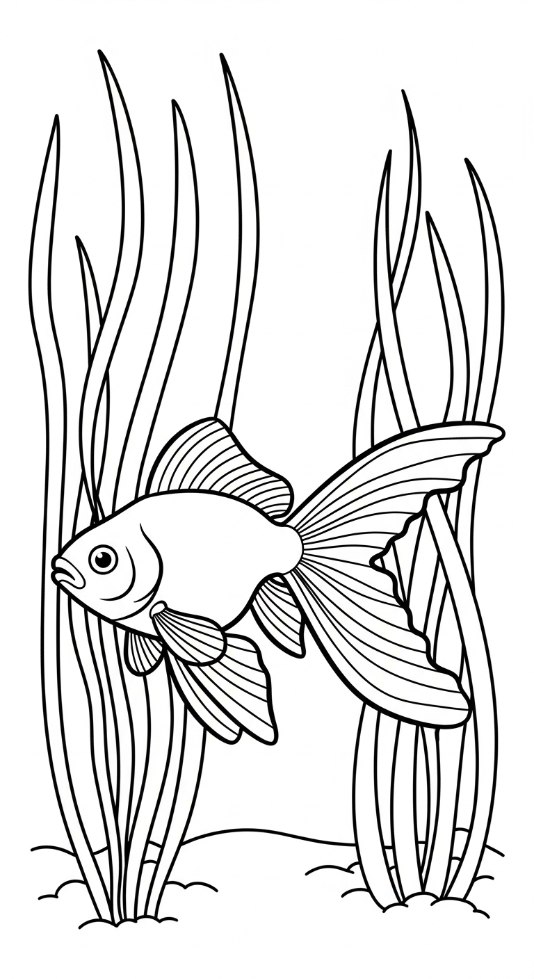 mẫu tranh tô màu cá vàng cho bé
