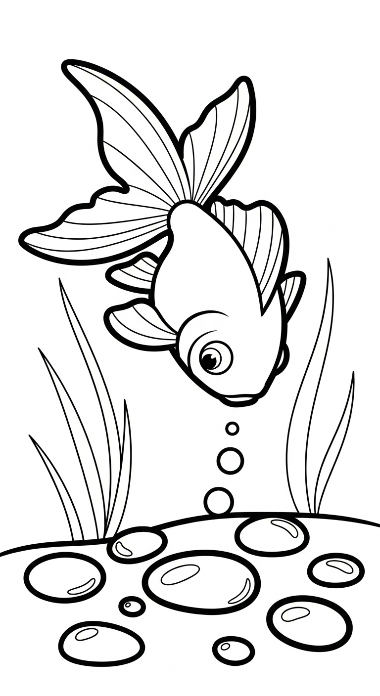 in tranh tô màu cá vàng cho bé 8 tuổi