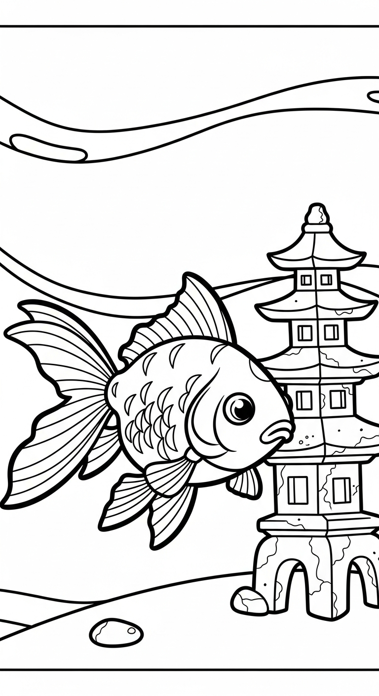 tải tranh tô màu cá vàng cho bé 6 tuổi