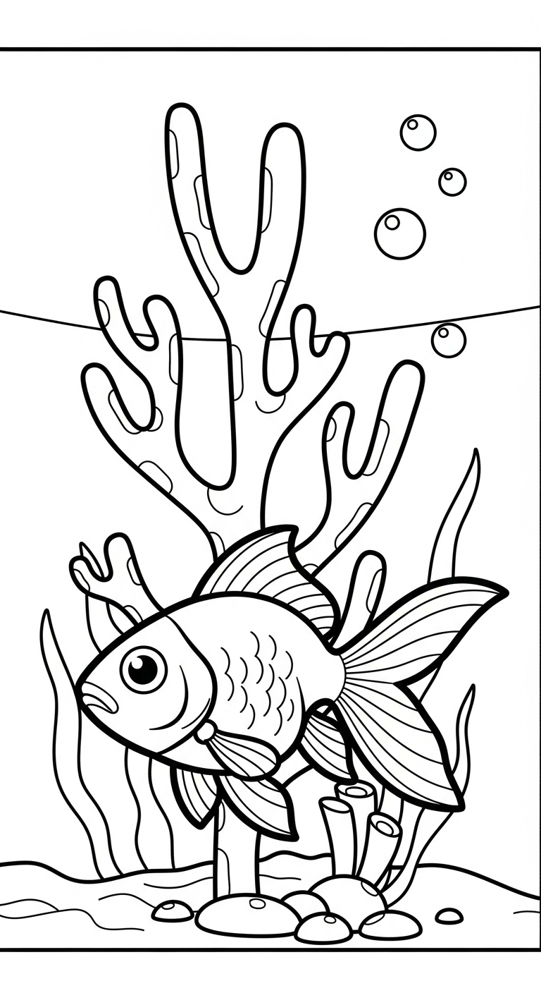 mẫu tranh tô màu cá vàng cho bé 1