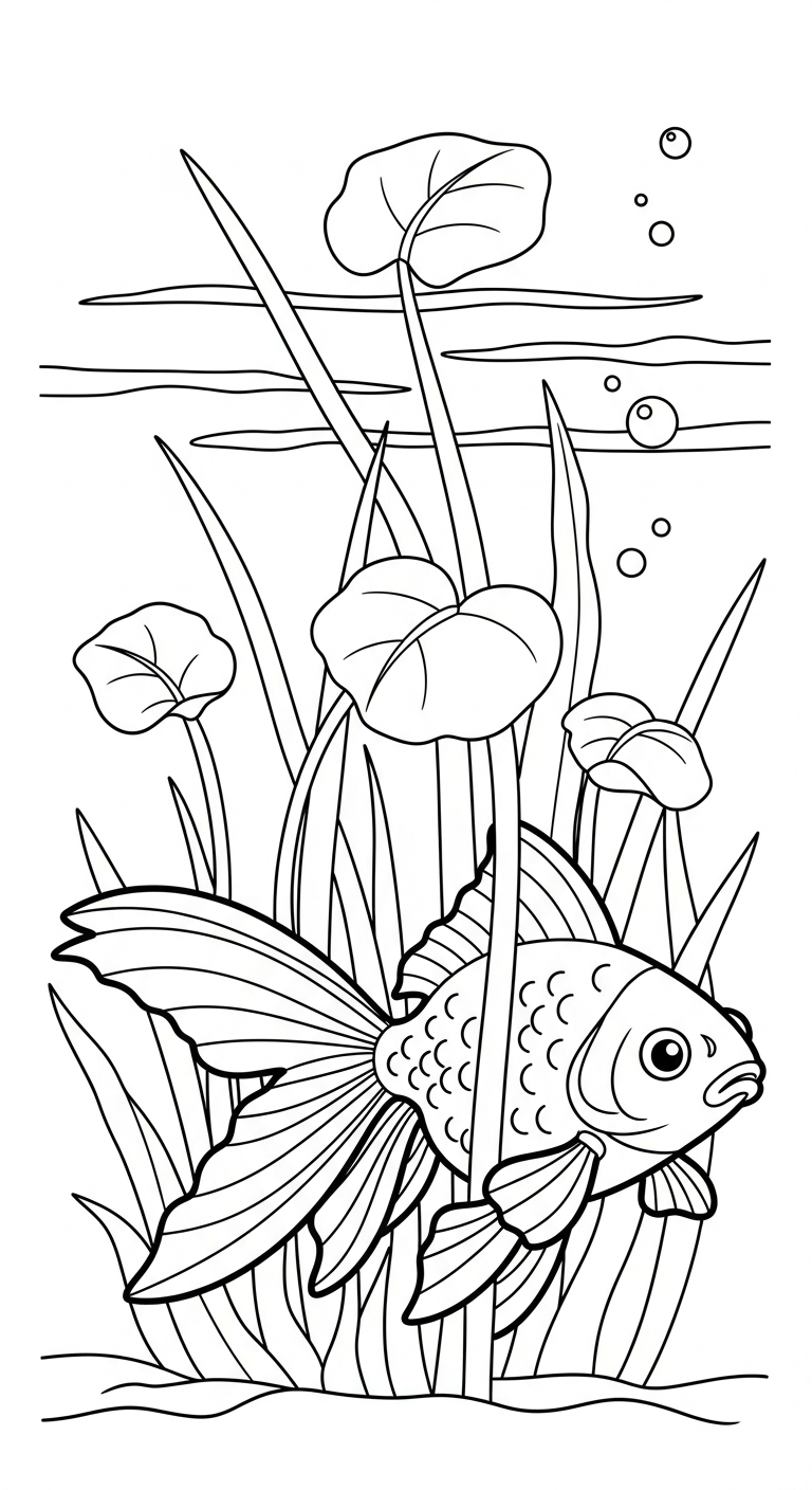 file pdf hình tô màu cá vàng cho bé