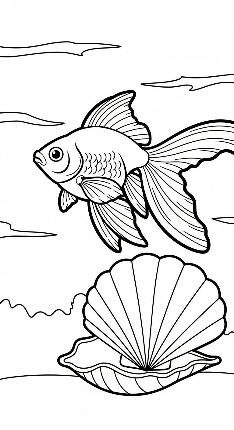 in hình tô màu cá vàng cho bé 8 tuổi