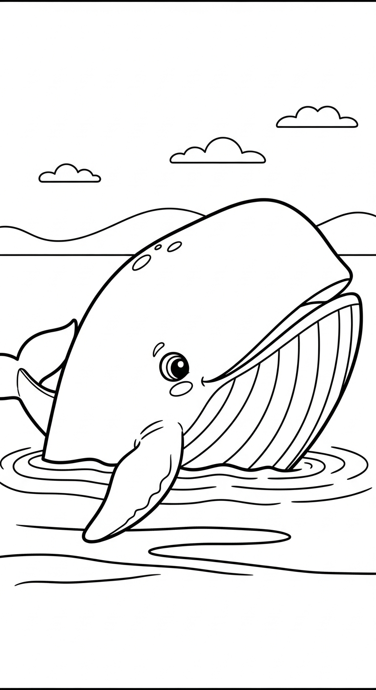 hình tô màu cá voi cho bé tải miễn phí