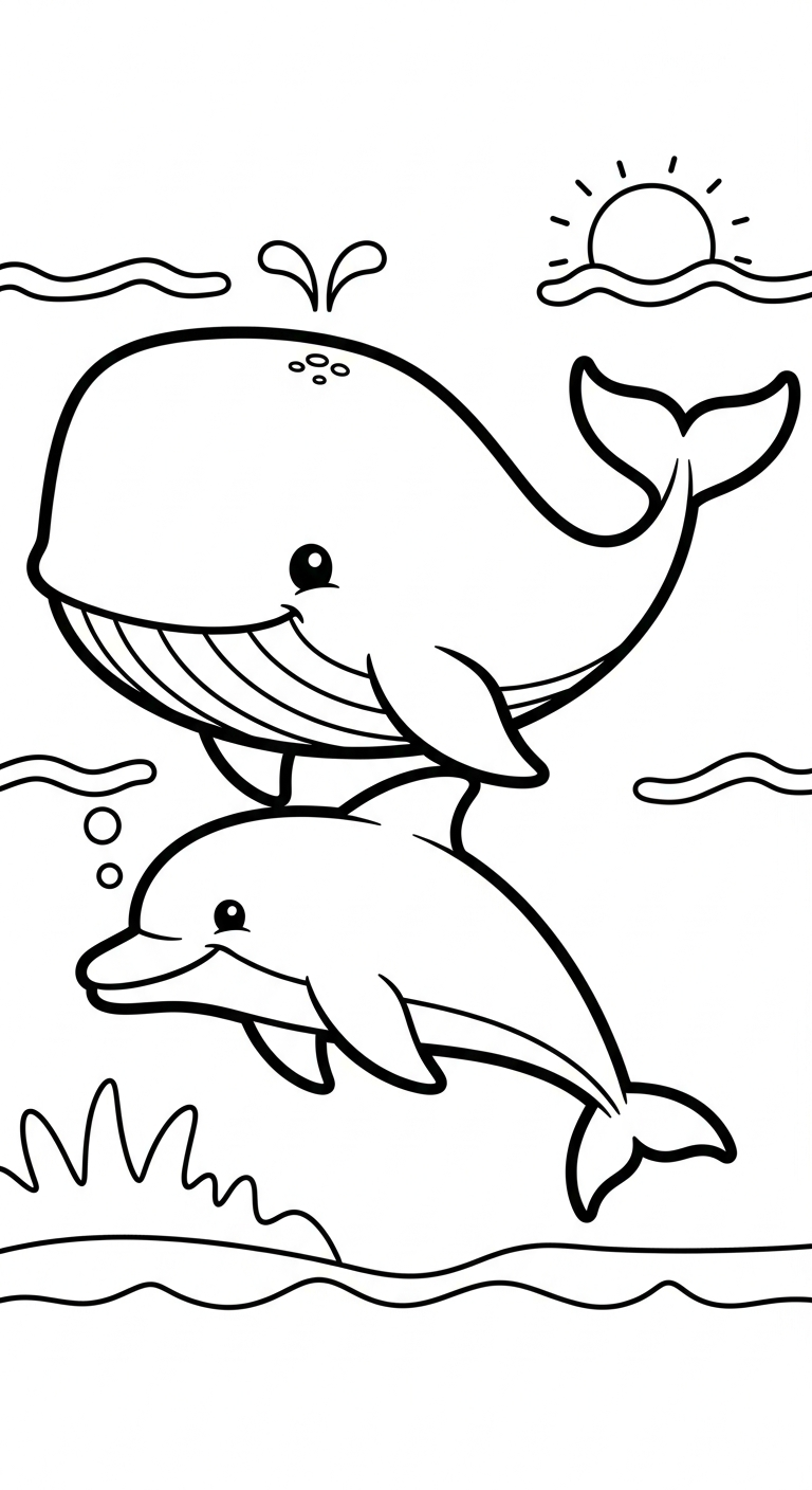 tranh tô màu cá voi cho bé 7-8 tuổi