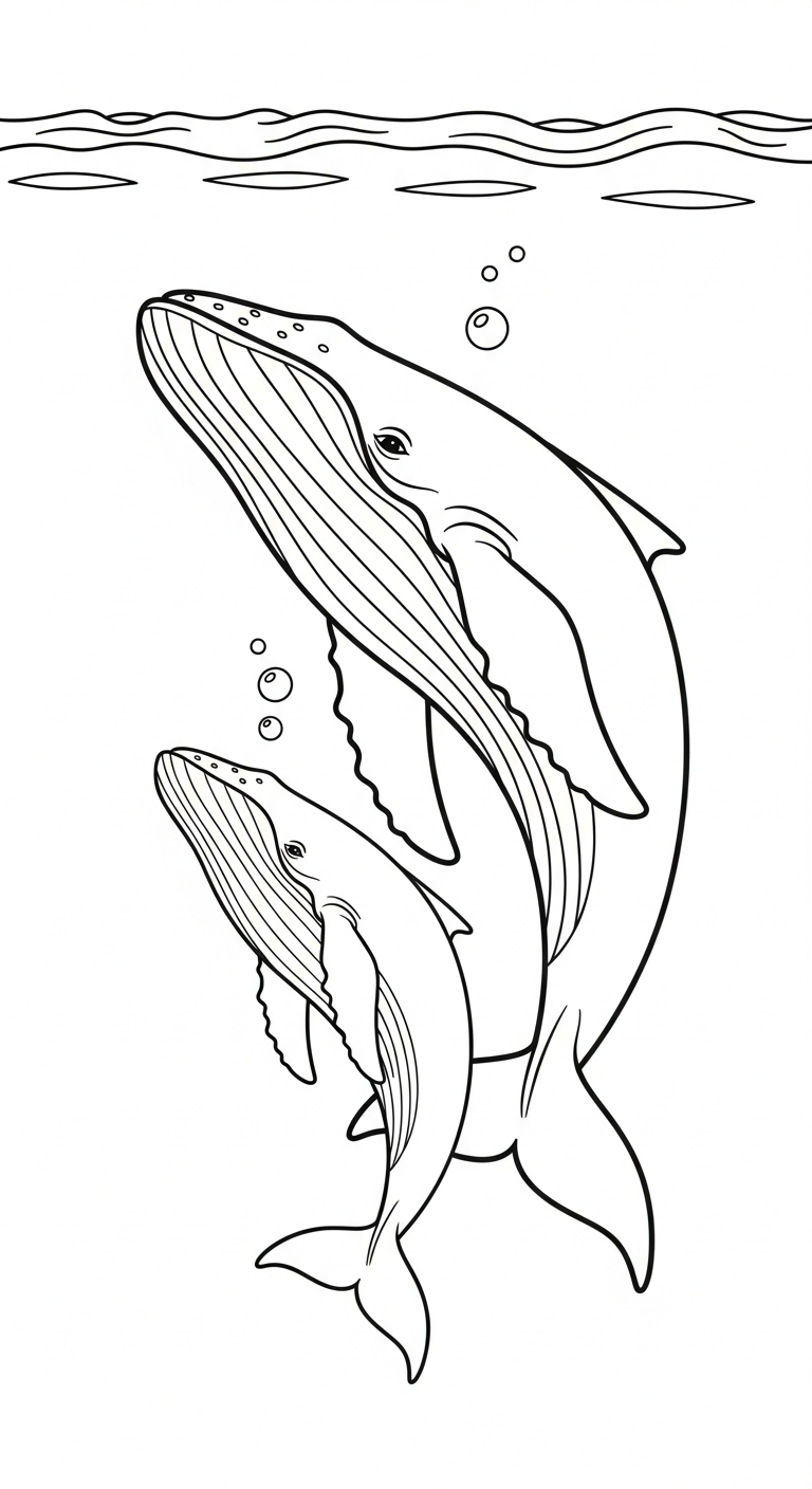 in hình tô màu cá voi cho bé 6 tuổi
