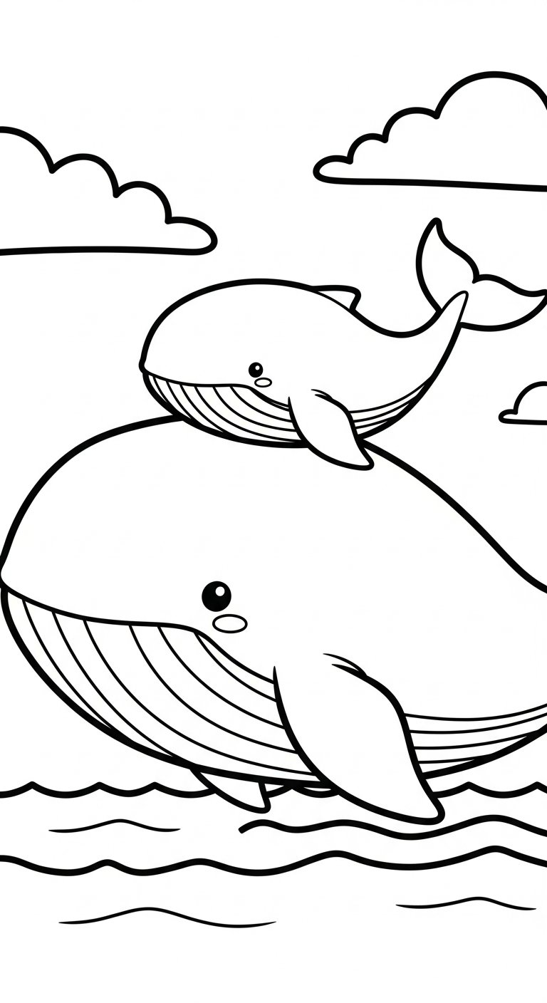 tranh tô màu cá voi cho trẻ em