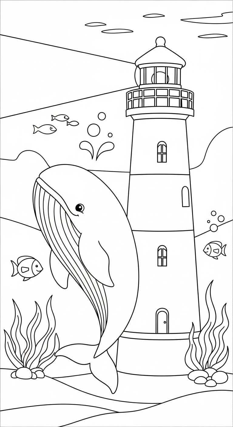 mẫu in hình tô màu cá voi cho bé