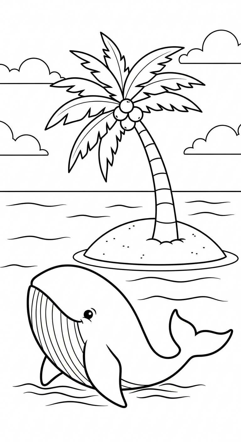 tranh tô màu cá voi cho bé