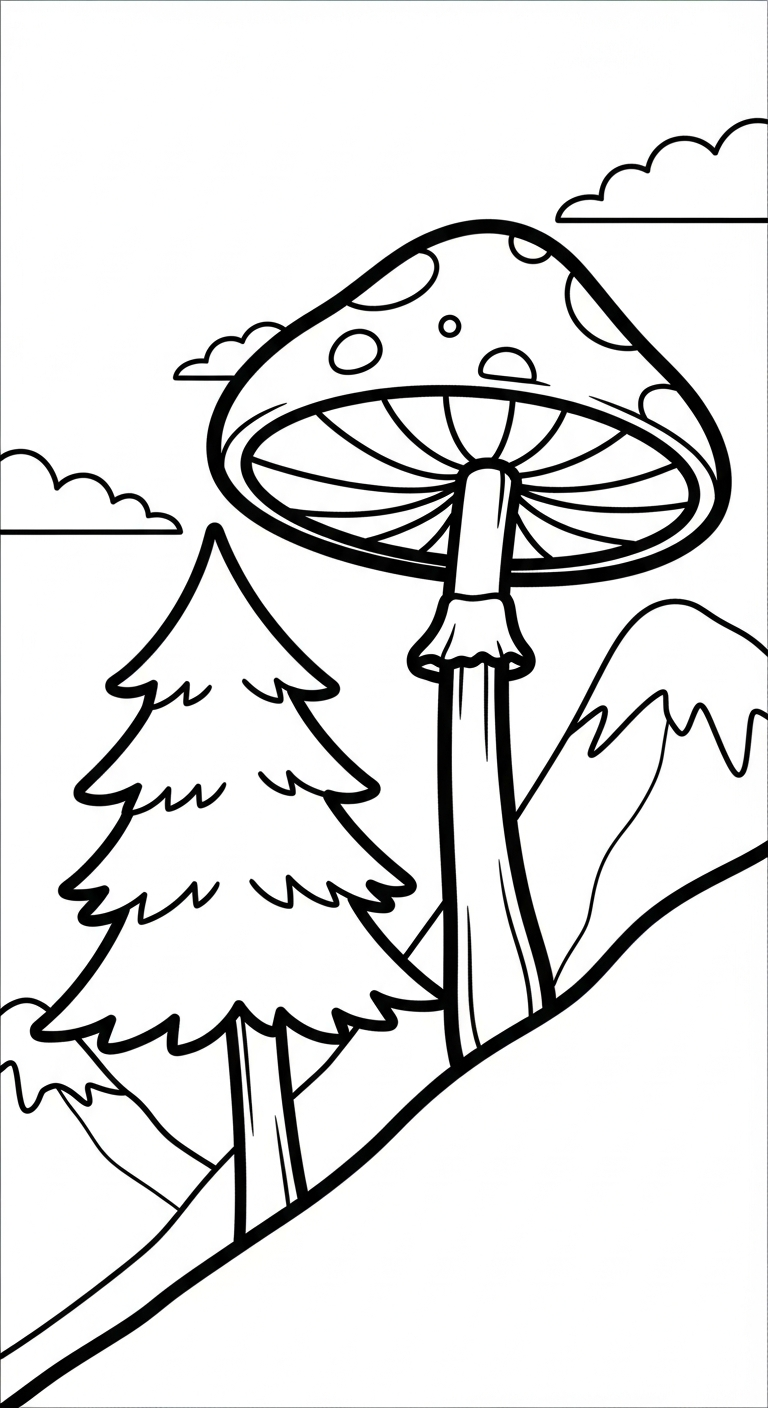 tải tranh tô màu cây nấm cho bé 8 tuổi 1