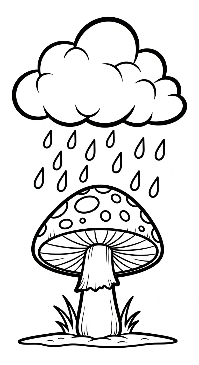 mẫu tranh tô màu cây nấm cho bé