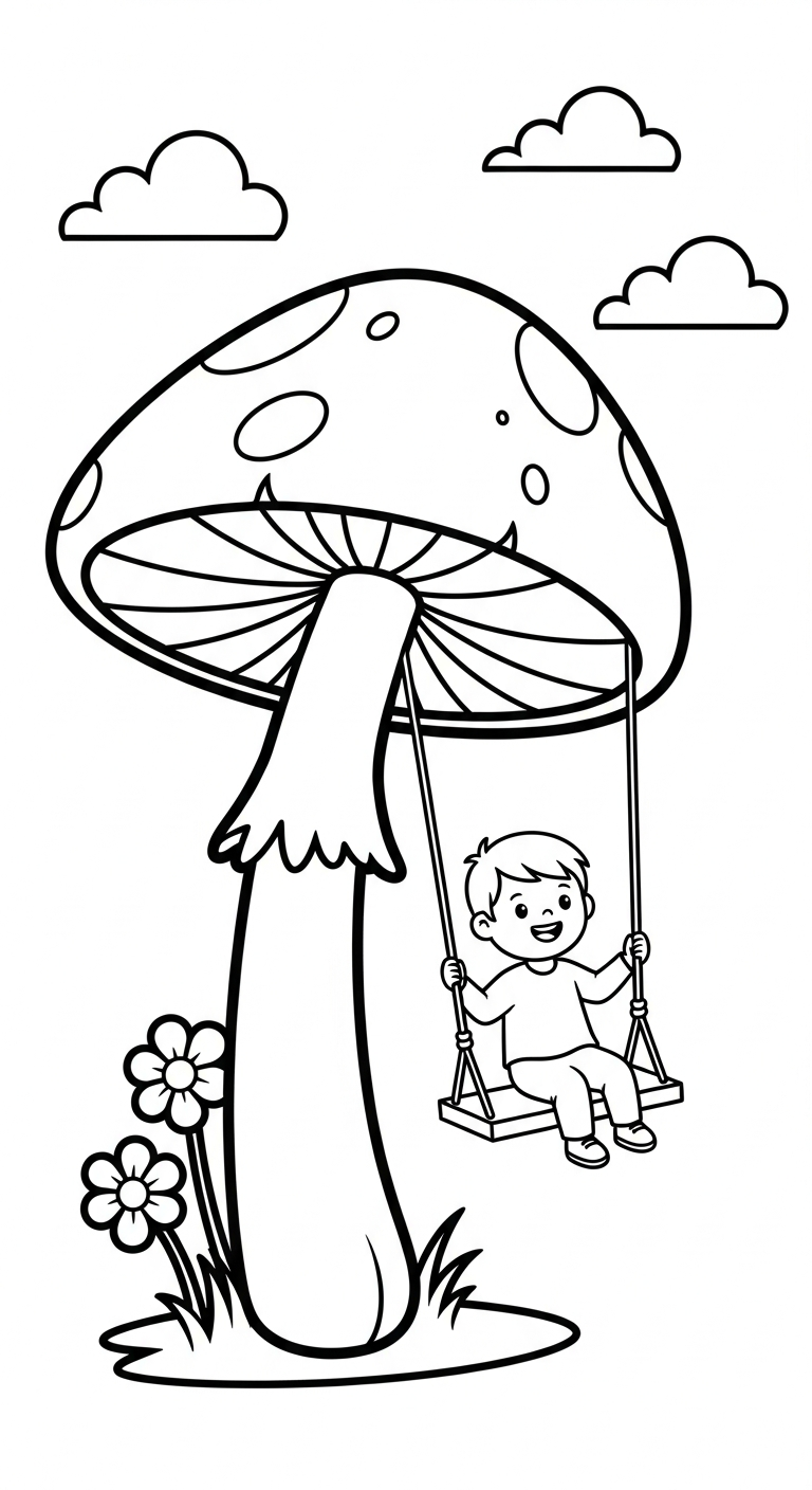 tranh tô màu cây nấm cho bé 5 tuổi miễn phí