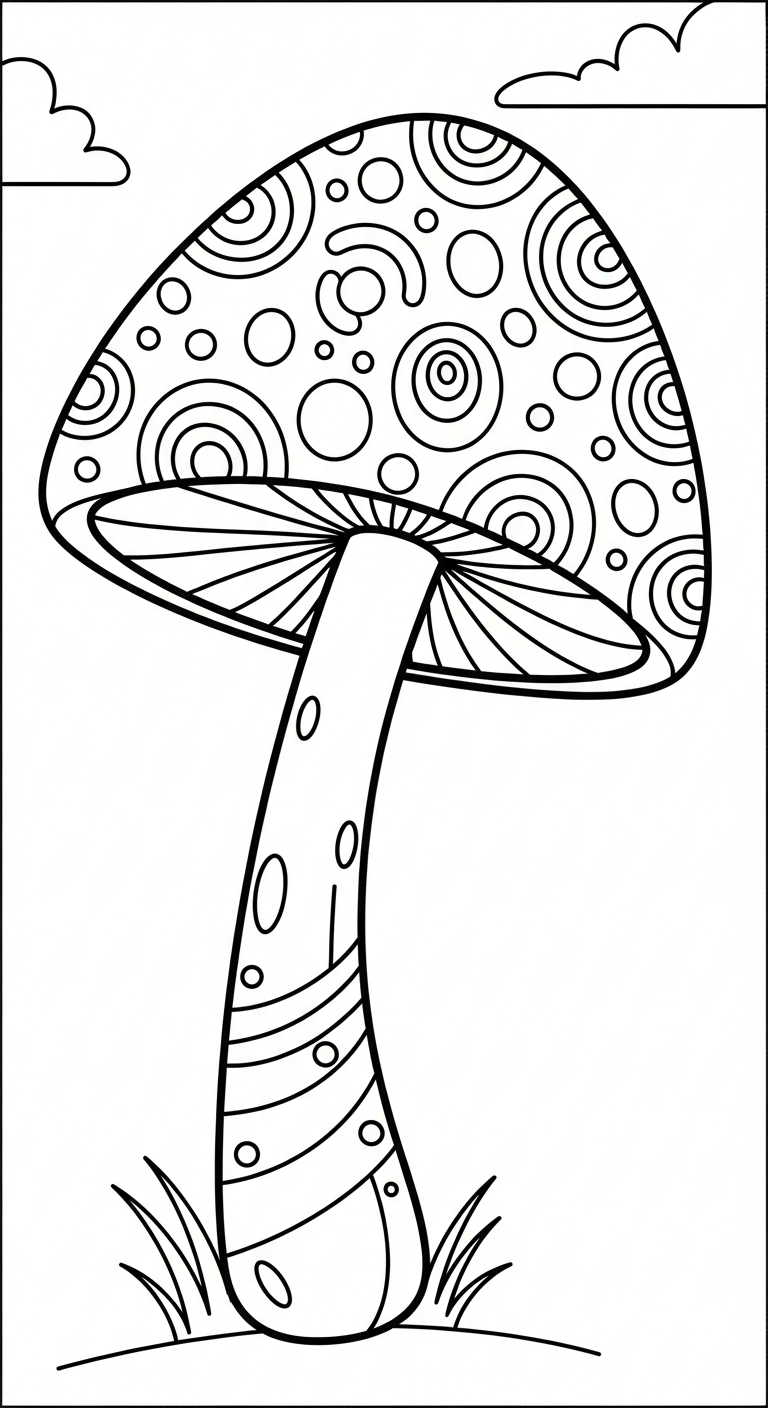 mẫu hình tô màu cây nấm cho bé