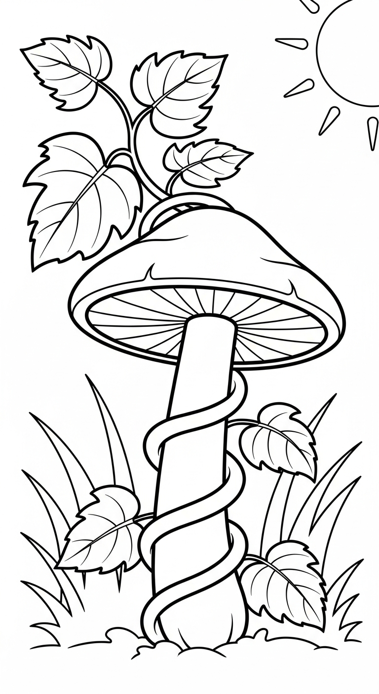 tải tranh tô màu cây nấm cho bé