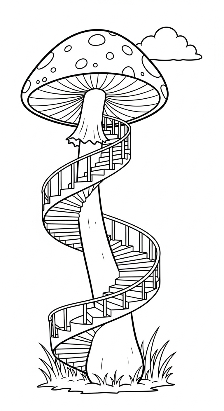 tải hình tô màu cây nấm chất lượng cao