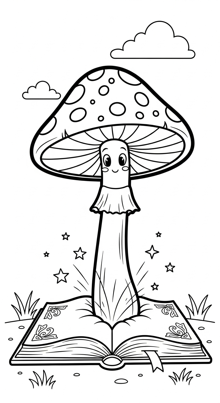 in hình tô màu cây nấm cho bé 4 tuổi