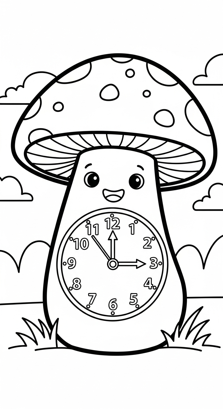 hình tô màu cây nấm cho bé 5 tuổi